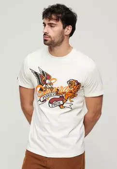 Футболка с принтом TATTOO SCRIPT Superdry, белый