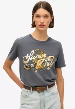 Футболка с принтом TATTOO SCRIPT Superdry, темно-серый