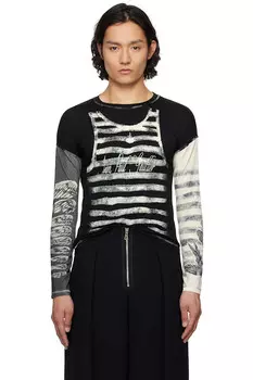 Футболка с принтом тату Jean Paul Gaultier, черный