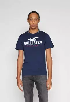 Футболка с принтом Tech Logo Stores Hollister Co., цвет mood indigo