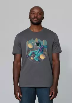 Футболка с принтом TECHNO ASTRONAUT watapparel, антрацит