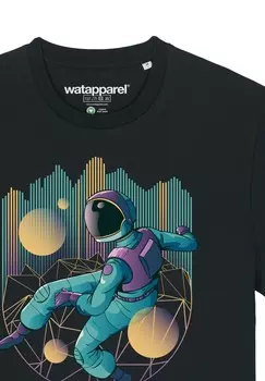 Футболка с принтом TECHNO ASTRONAUT watapparel, черный