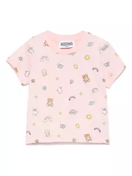 Футболка с принтом Teddy Bear Moschino Kids, розовый