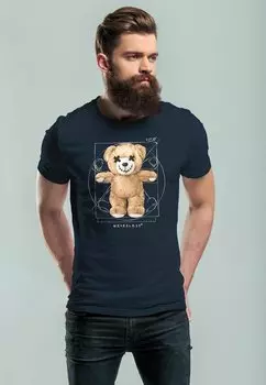 Футболка с принтом TEDDY BR DAVINCI MEME PARODIE FASHION STRE Neverless, цвет navy