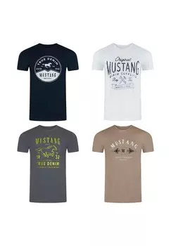 Футболка с принтом TEE 4 PACK Mustang, коричневый