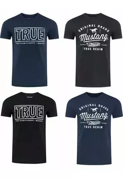 Футболка с принтом TEE 4 PACK Mustang, темно-синий