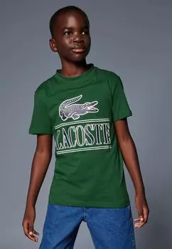 Футболка с принтом TEE BIG CROCO AND SCRIPT Lacoste, цвет green