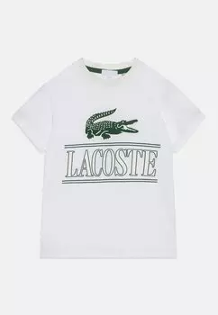 Футболка с принтом TEE BIG CROCO AND SCRIPT Lacoste, цвет white