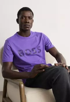 Футболка с принтом TEE LOGO BOSS, темно-синий