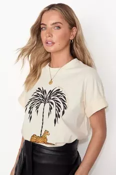 Футболка с принтом TEE Never Fully Dressed, бежевый