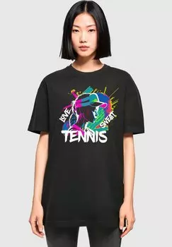 Футболка с принтом TENNIS LOVE SWEAT BOYFRIEND Merchcode, черный
