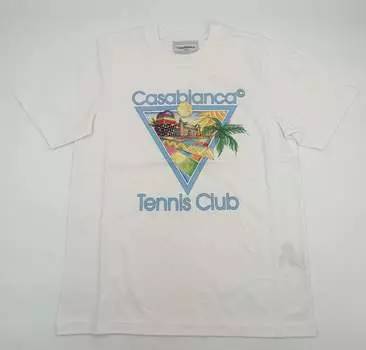 Футболка с принтом теннисного клуба Casablanca White Afro Cubism