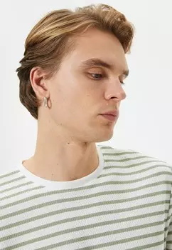 Футболка с принтом TEXTURED BASIC CREW NECK Koton, белый