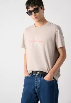 Футболка с принтом TEXTURED MONOLOGO TEE Calvin Klein Jeans, белый