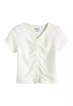 футболка с принтом Textured Ruche Front Regular Fit Next, цвет ecru white