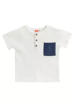Футболка с принтом TEXTURED SHORT SLEEVE POCKET AND BUTTON DETAIL Koton, цвет ecru