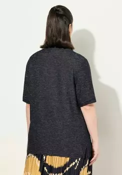 Футболка с принтом TEXTURED SHORT SLEEVE V-NECK Ulla Popken, темно-синий