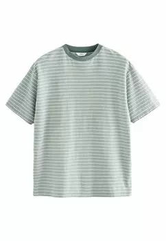 Футболка с принтом TEXTURED STRIPE, REGULAR FIT Next, зеленый