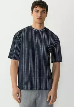 Футболка с принтом TEXTURED VERTICAL STRIPE Next, синий