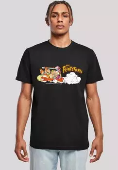 Футболка с принтом THE FLINTSTONES DIE FAMILIE FEUERSTEIN FAMILY CAR DISTRESSED F4NT4STIC, черный