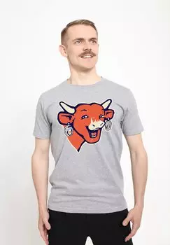 Футболка с принтом THE LAUGHING COW MODERN LOGO Henry Tiger, цвет Heather Grey