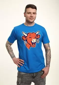 Футболка с принтом THE LAUGHING COW WINKING LOGO Henry Tiger, цвет Royal Blue