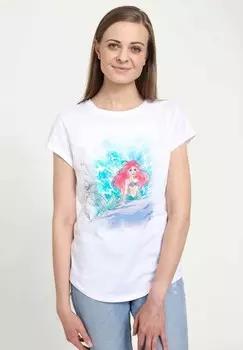 Футболка с принтом THE LITTLE MERMAID WATERCOLOR SPLASH Disney, белый