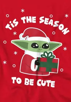Футболка с принтом THE MANDALORIAN GROGU TIS THE CHRISTMAS SEASON Star Wars, красный
