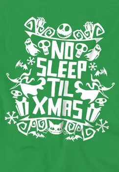 Футболка с принтом THE NIGHTMARE BEFORE CHRISTMAS NO SLEEP TIL CHRISTMAS Disney, темно-зеленый