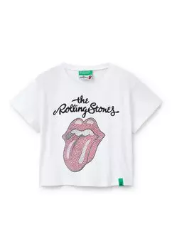 Футболка с принтом THE ROLLING STONES United Colors of Benetton, белый