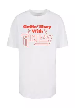 Футболка с принтом THIN LIZZY GETTIN BIZZY BOYFRIEND Merchcode, белый