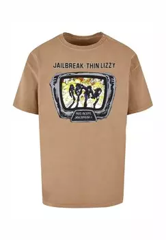 Футболка с принтом THIN LIZZY JAILBREAK ACID WASHED Merchcode, бежевый