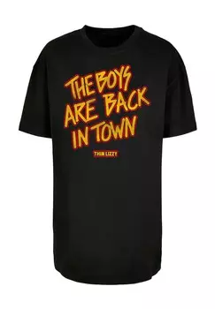 Футболка с принтом THIN LIZZY THE BOYS STACKED BOYFRIEND Merchcode, черный
