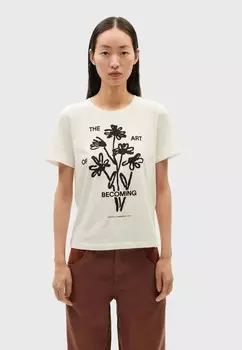 Футболка с принтом Thinking Mu, кремовый