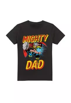 Футболка с принтом THOR MIGHTY DAD Marvel, черный
