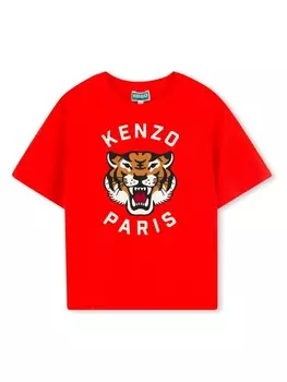 Футболка с принтом Tiger Head Kenzo Kids, красный