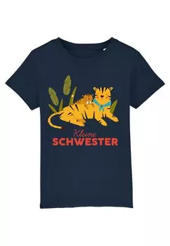 Футболка с принтом TIGER KLEINE SCHWESTER Watapparel, цвет french navy
