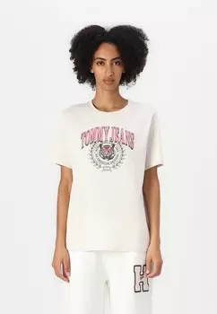 Футболка с принтом TIGER VARSITY TEE Tommy Jeans, бежевый