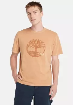 Футболка с принтом Timberland, коричневый