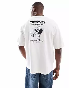 Футболка с принтом Timberland Moving Around белого цвета - эксклюзивно для ASOS