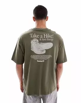 Футболка с принтом Timberland Take a Hike зеленого цвета - эксклюзивно для ASOS