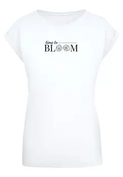 Футболка с принтом TIME TO BLOOM EXTENDED SHOULDER Merchcode, белый