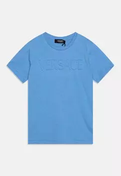 футболка с принтом тисненый логотип Versace, цвет ballet blue
