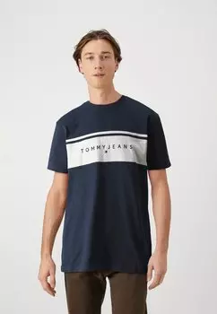 Футболка с принтом TJM REG LINEAR CUT & SEW TEE Tommy Jeans, военно-морской