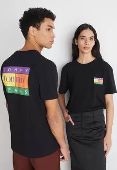 Футболка с принтом TJM REG SUMMER FLAG TEE EXT Tommy Jeans, цвет black