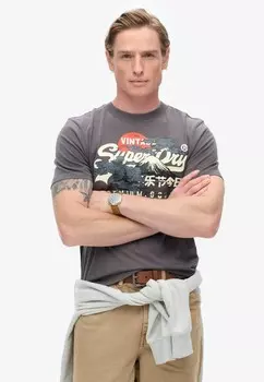Футболка с принтом TOKYO GRAPHIC Superdry, темно-серый