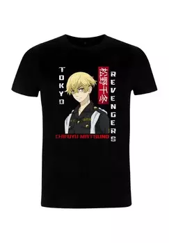 Футболка с принтом TOKYO REVENGERS CHIFUYU Henry Tiger, черный