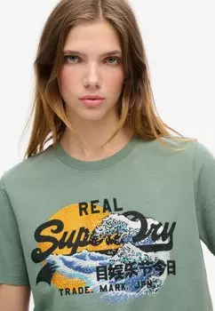 Футболка с принтом TOKYO VINTAGE LOGO GRAPHIC Superdry, зеленый