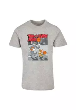 Футболка с принтом TOM AND JERRY BASKETBALL BUDDIES ABSOLUTE CULT, светло-серый