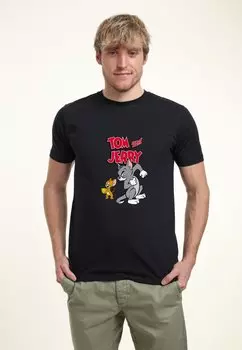 Футболка с принтом TOM AND JERRY CHEESE GRAPHIC Henry Tiger, темно-синий